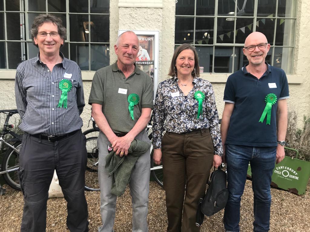 2 Victorious Green Councillors L-R Keith Bothwell Andy Harvey Clare Turnbull Steve Wheeler